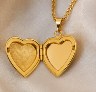 Golden Heart LocketNecklace-Vintage Style Gold Plated Heart Pendant Necklace for Women